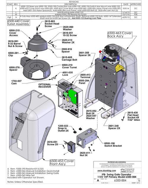 Doorking 00-6500-084 Parts Breakdown For reference only
