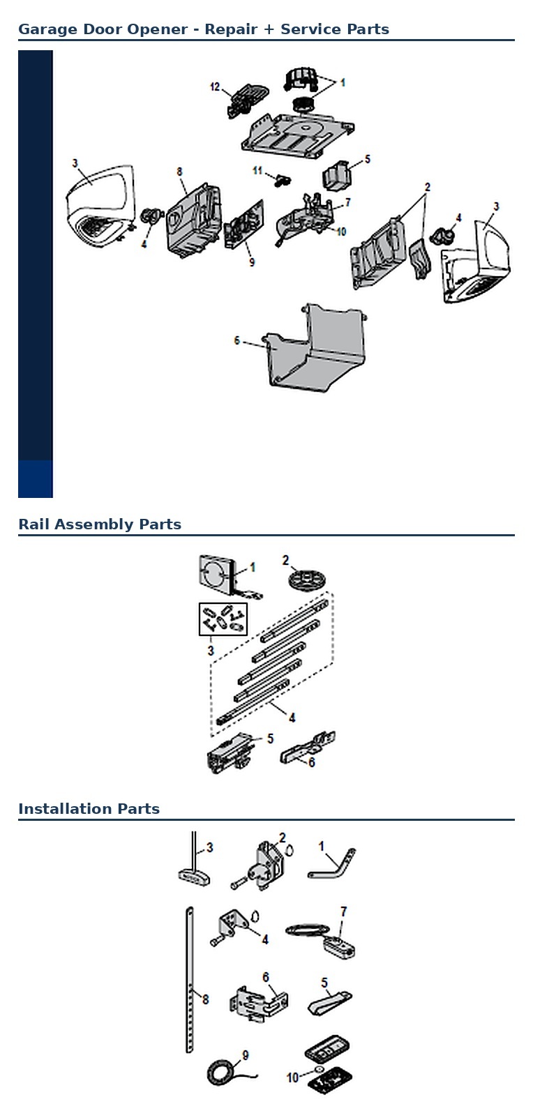 Chamberlain B750 and B750C belt drive garage door opener replacement parts diagram