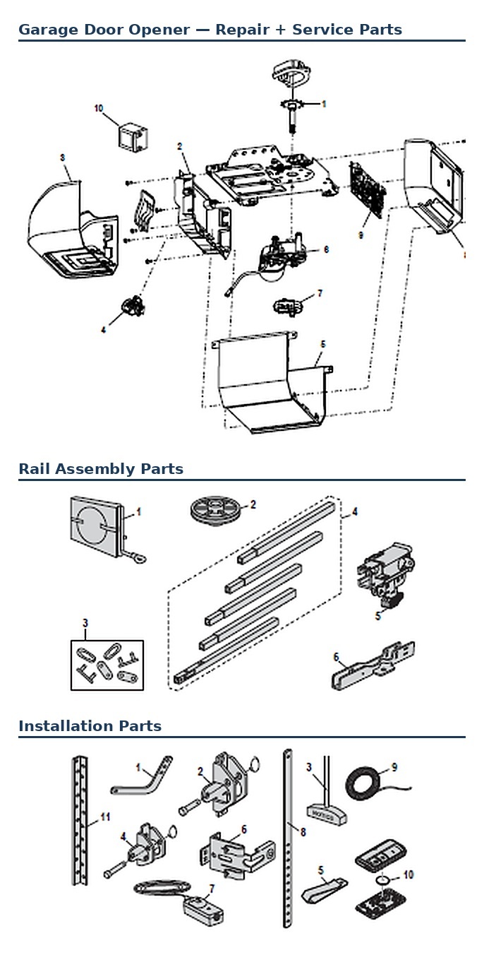 Chamberlain C273 and C273C chain drive garage door opener replacement parts diagram