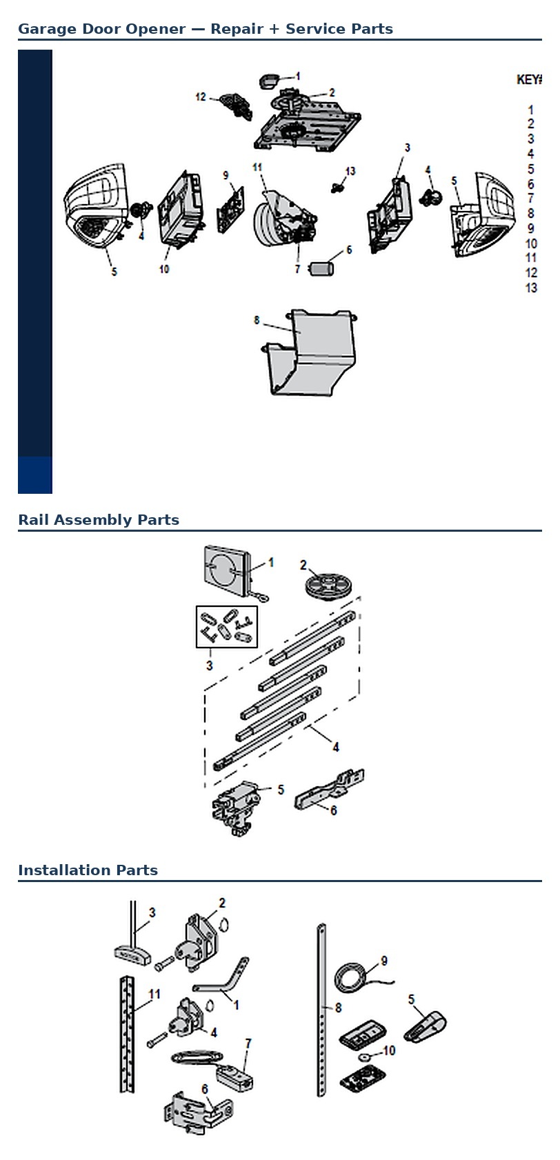 Chamberlain C610 and C610C chain drive garage door opener replacement parts diagram