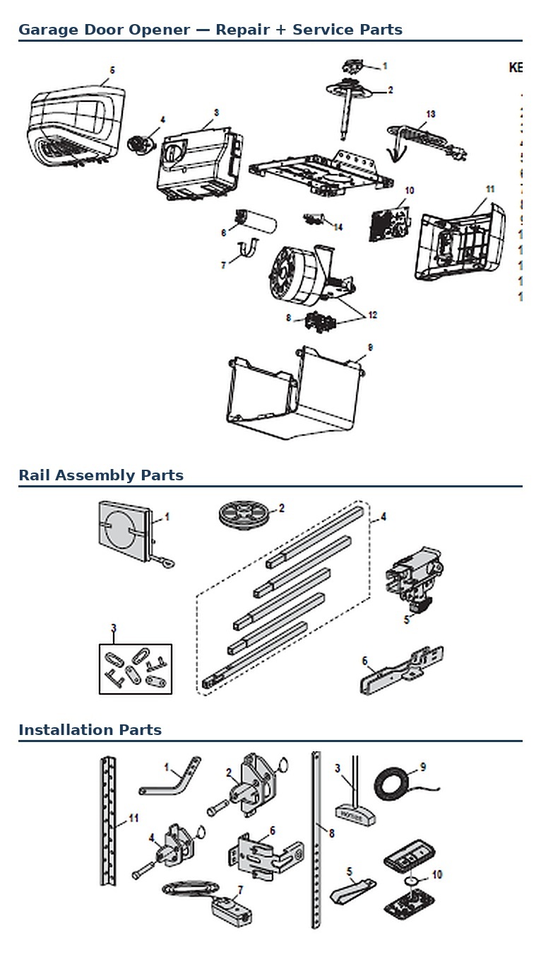 Chamberlain D2405 chain drive garage door opener replacement parts diagram