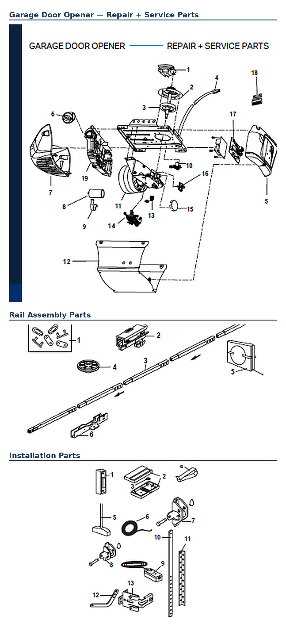 Chamberlain HD200D replacement parts diagram
