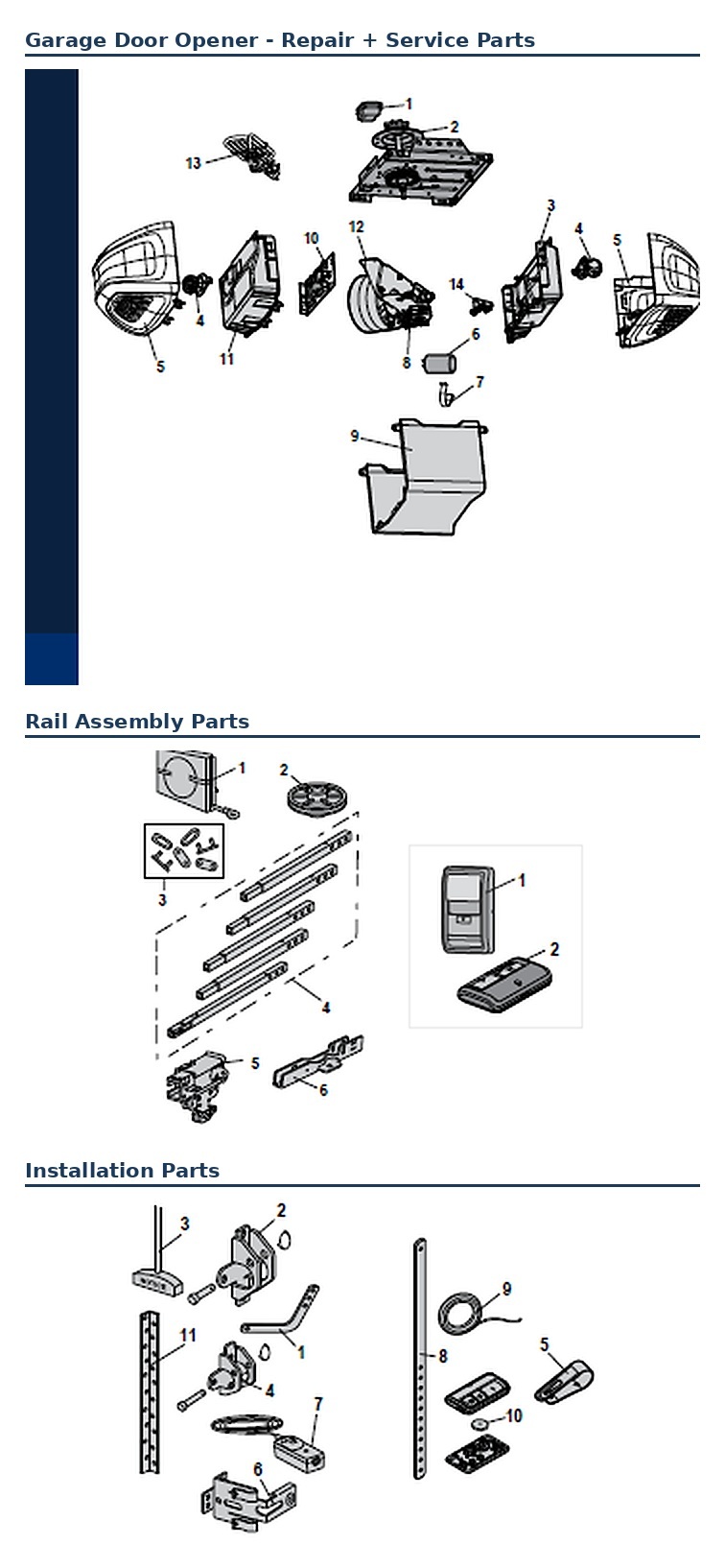Chamberlain HD420EV, LC500EV, PD612EV and PD622EV chain drive garage door opener replacement parts diagram
