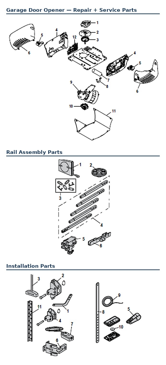 Chamberlain LW3000EV and LW3000EVC chain drive garage door opener replacement parts diagram