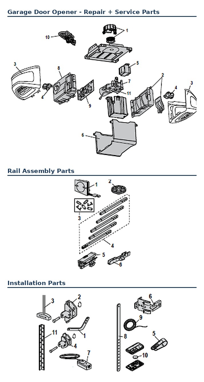 Chamberlain LW6000WF and LW6000WFC belt drive garage door opener replacement parts diagram