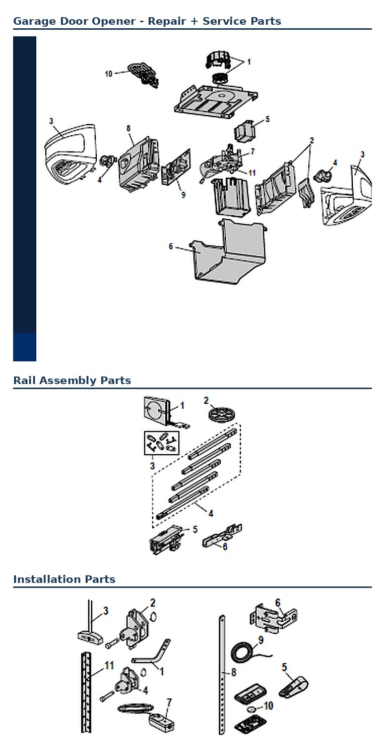 Chamberlain LW9000WF and LW9000WFC belt drive garage door opener replacement parts diagram