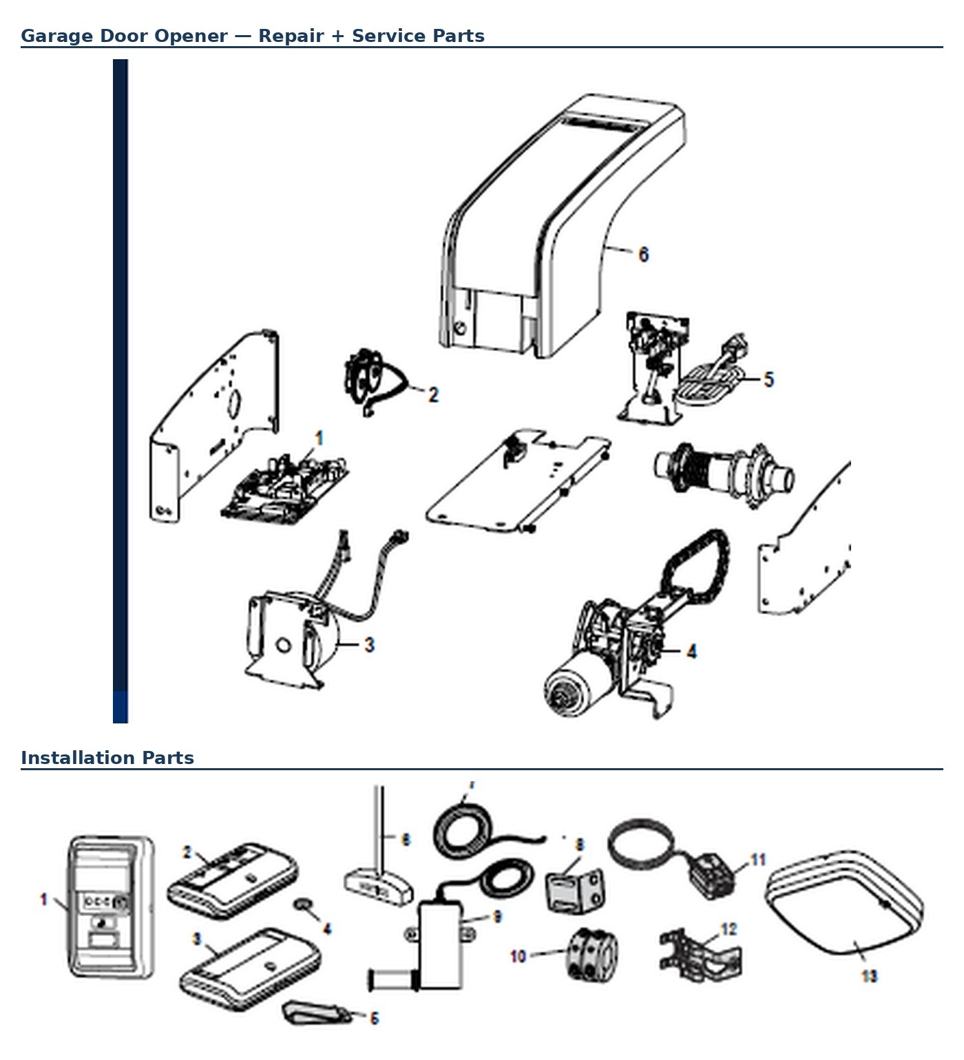 Chamberlain RJO101 replacement parts diagram