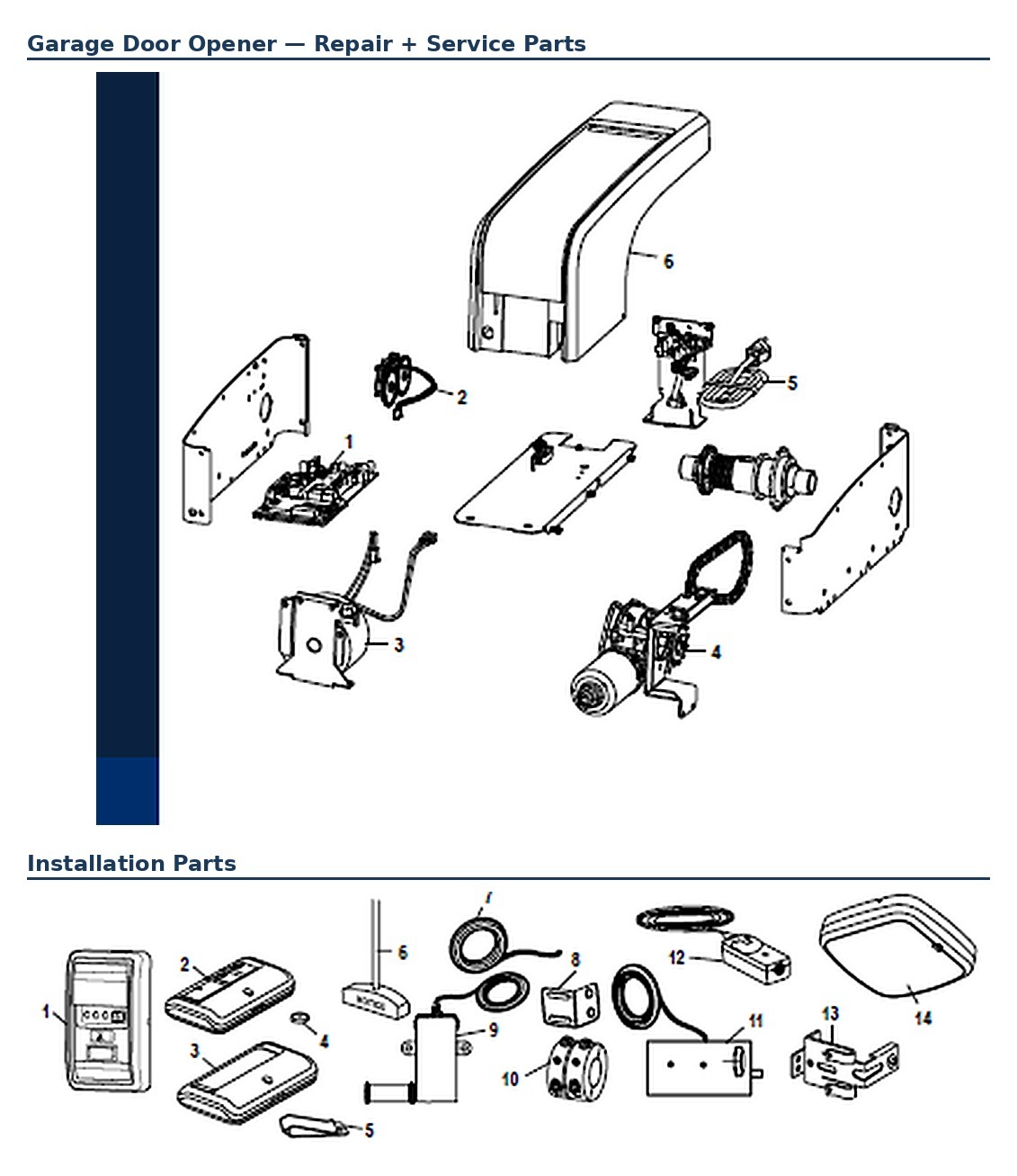 Chamberlain RJO70 replacement parts diagram