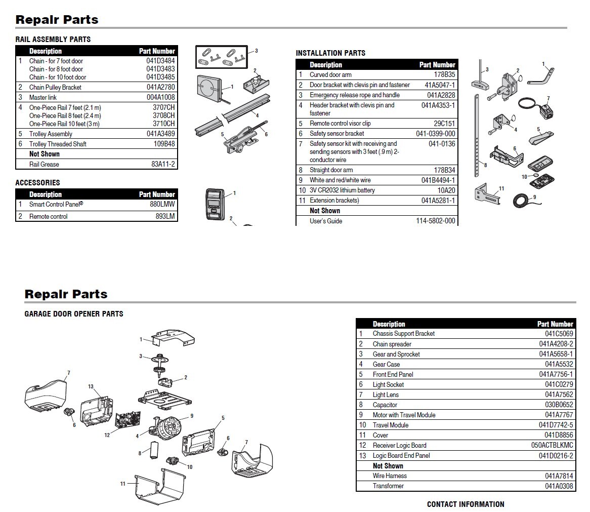 LiftMaster 85870 replacement parts diagram with part numbers