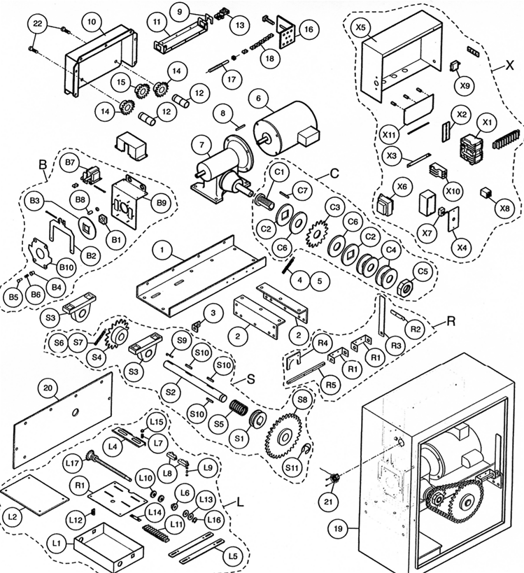 LiftMaster SL590GL slide gate operator replacement parts diagram