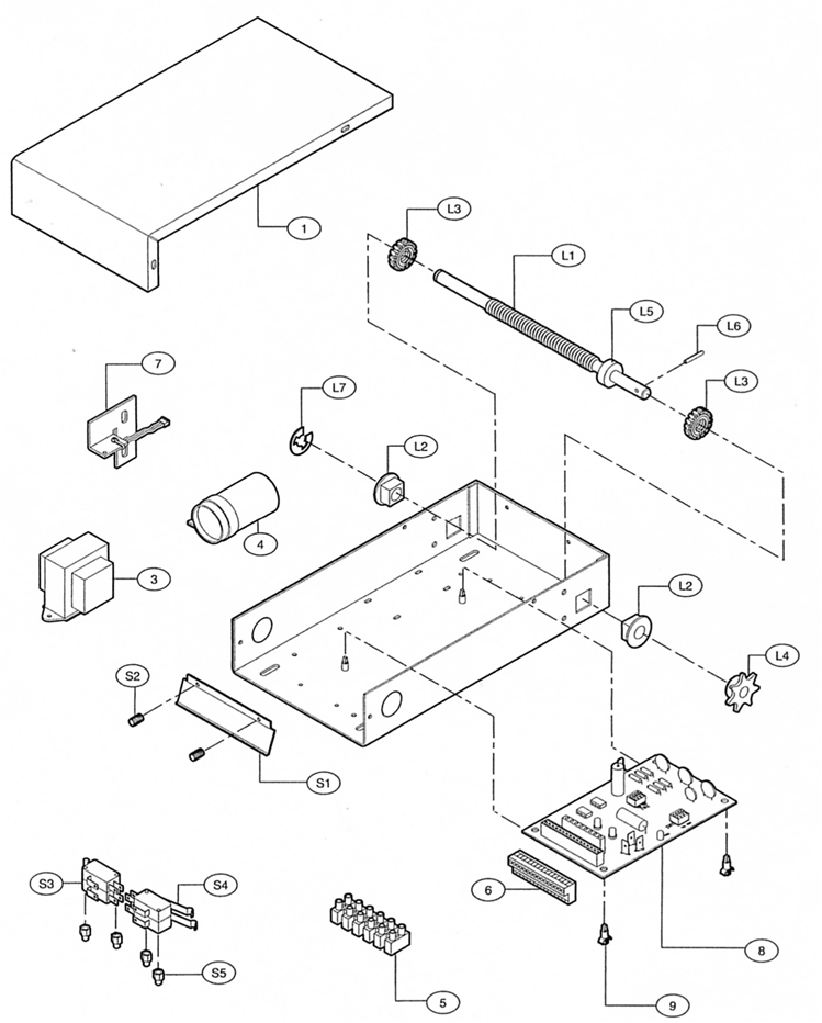 Liftmaster Electrical Box: For LGJ Operators parts breakdown schematic