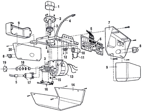 Craftsman 139.53627SRT garage door opener parts diagram