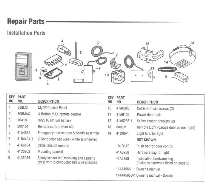 Select Products Parts Garage Door Opener Parts