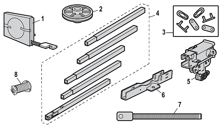 Chamberlain B2202 square rail assembly parts diagram