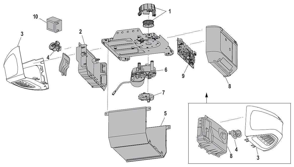 Chamberlain B2210T DC belt drive opener repair parts diagram