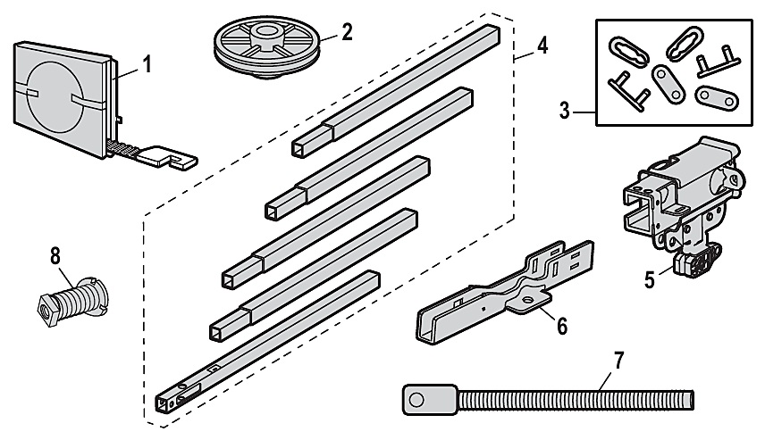 Chamberlain B2210T square rail assembly parts diagram