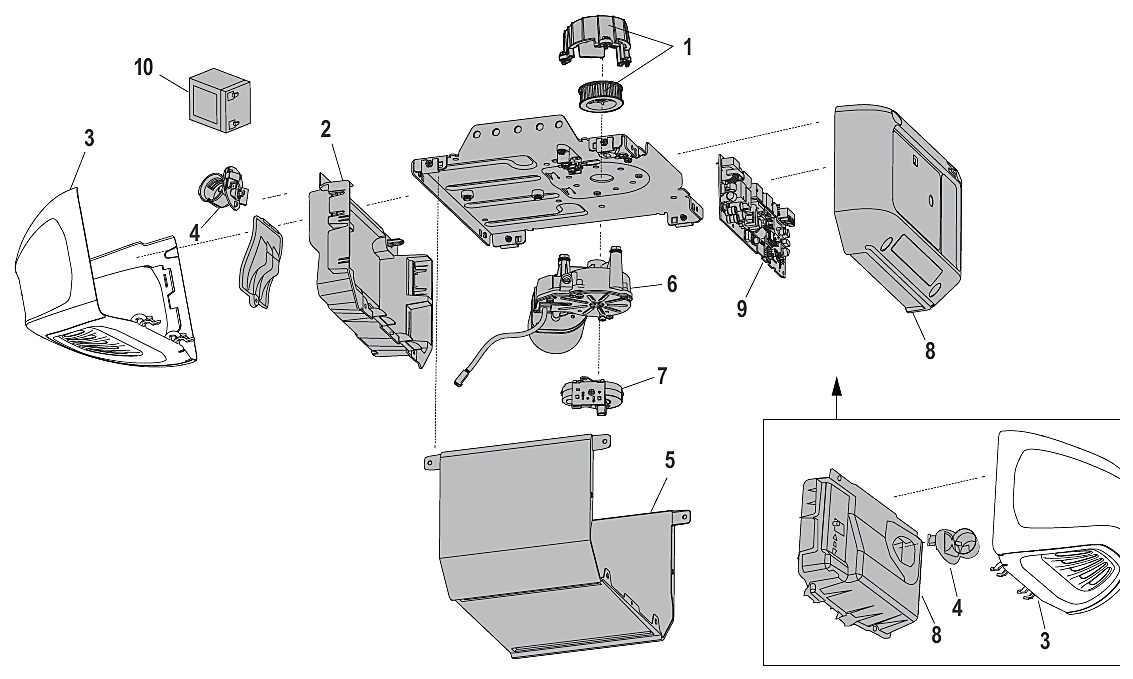 Chamberlain B2211T DC belt drive opener repair parts diagram