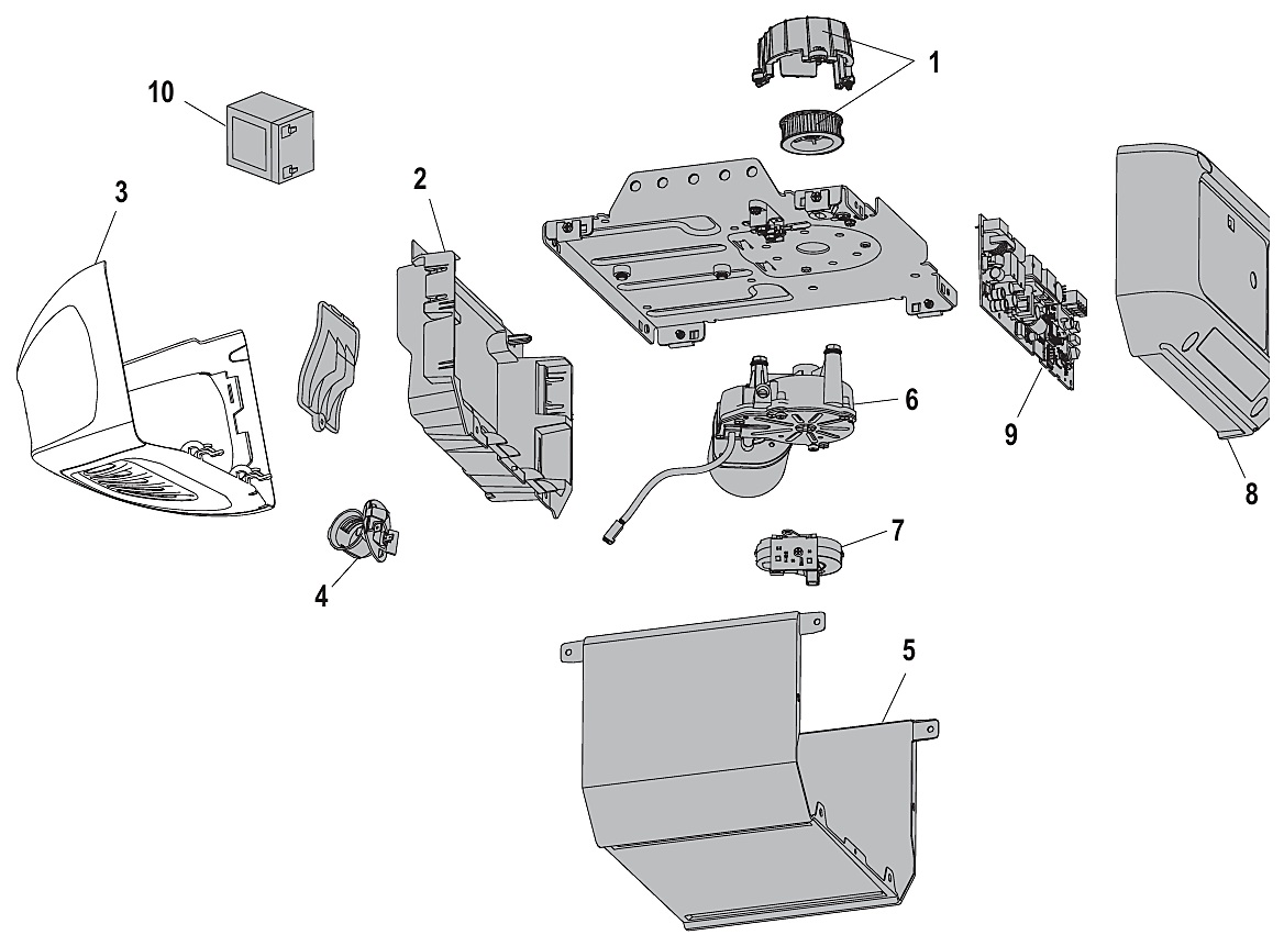 Chamberlain B2212T DC belt drive opener repair parts diagram