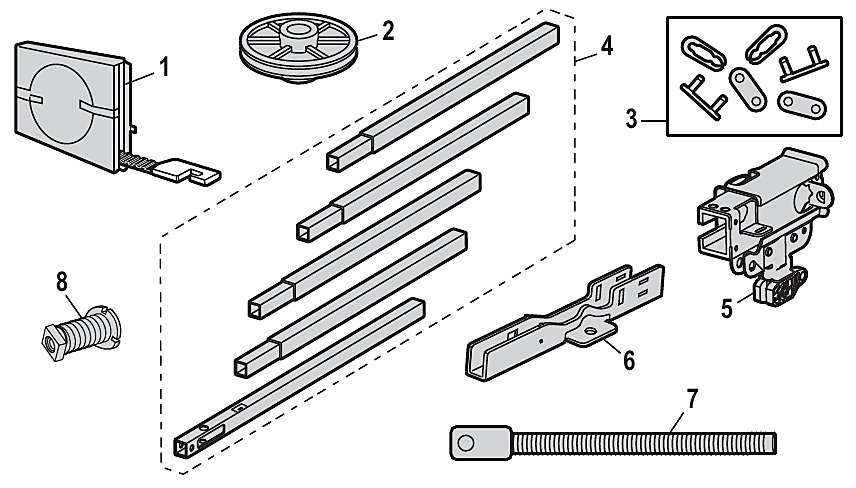 Chamberlain B2215T square rail assembly parts diagram