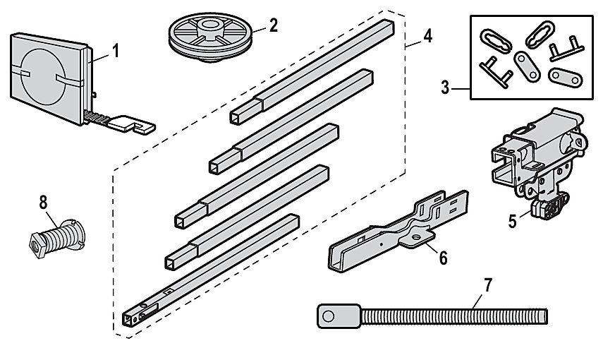 Chamberlain B353 square rail assembly parts diagram
