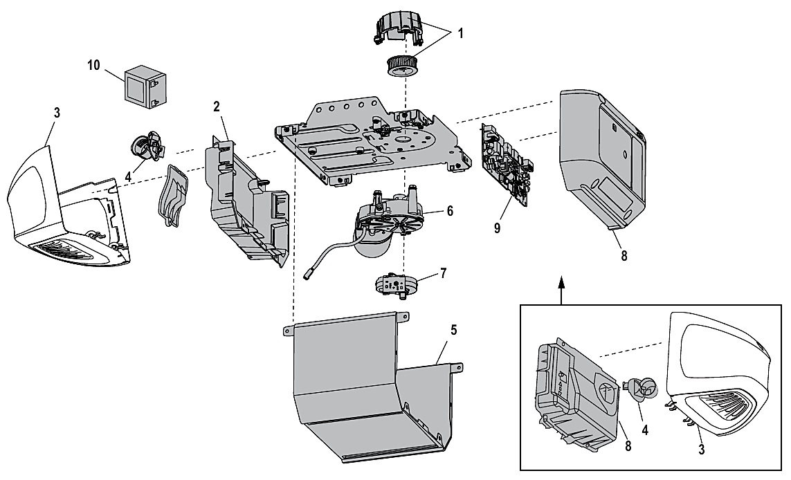 Chamberlain B4505T DC belt drive opener repair parts diagram