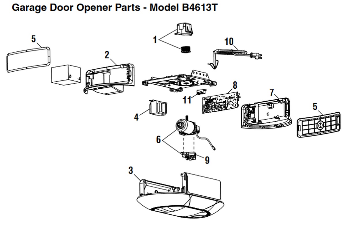 Chamberlain B4613T DC belt drive opener repair parts diagram