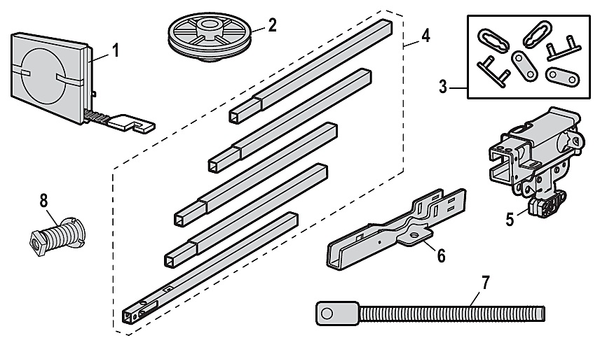 Chamberlain B4643T square rail assembly parts diagram
