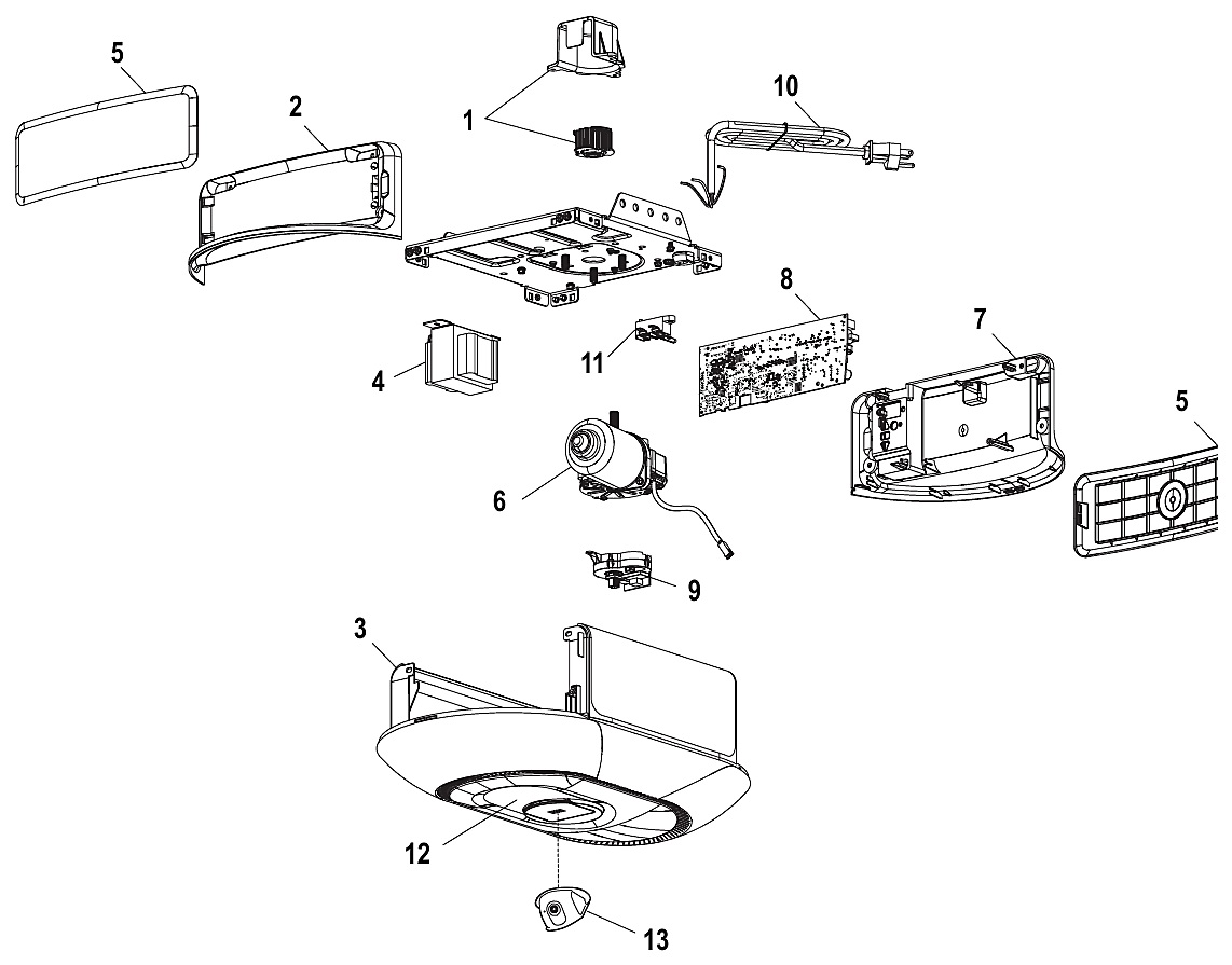 Chamberlain B4655T DC belt drive camera opener repair parts diagram