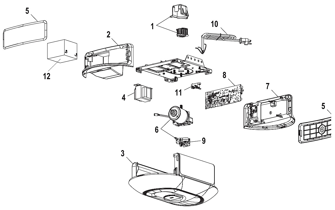 Chamberlain B6713T DC belt drive opener repair parts diagram