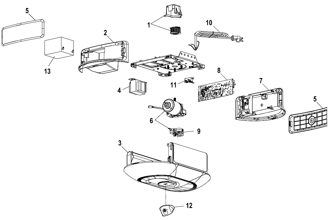 Chamberlain B6753T DC belt drive camera opener repair parts diagram