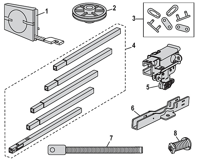 Chamberlain B6753T square rail assembly parts diagram