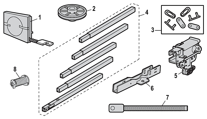 Chamberlain B6755T square rail assembly parts diagram