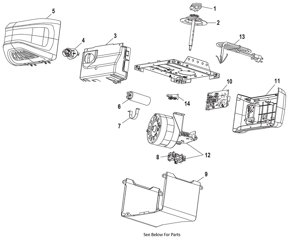Chamberlain C2202 chain drive garage door opener parts diagram