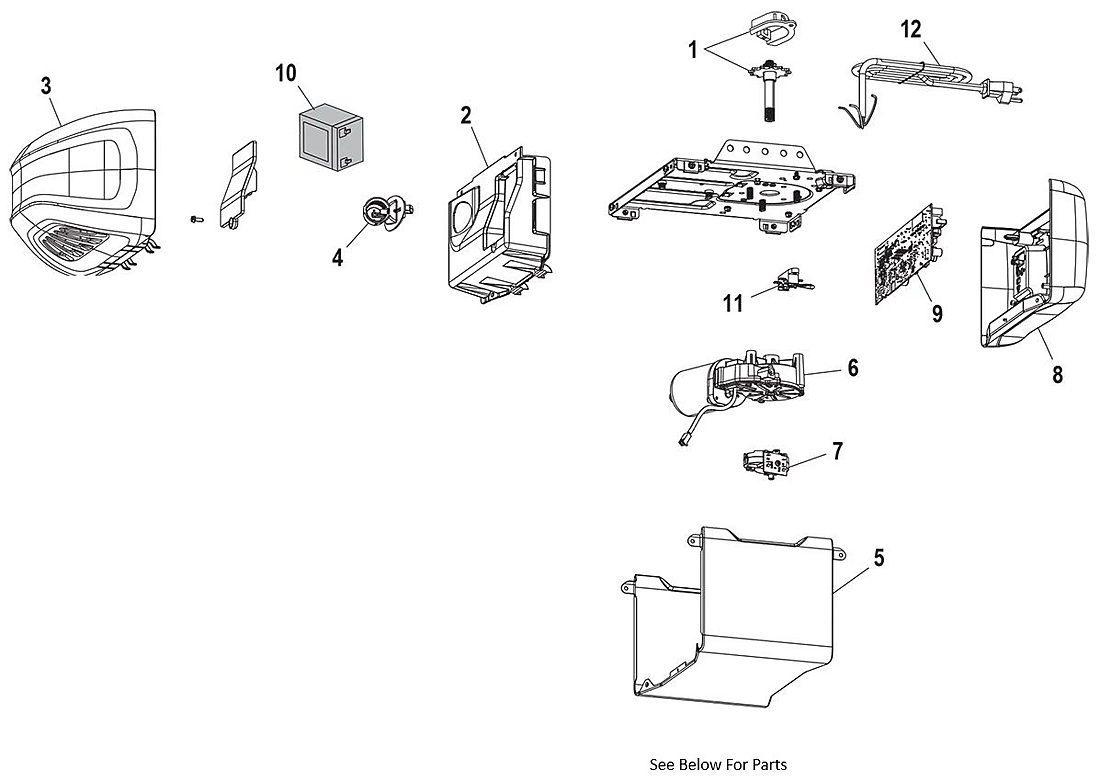 Chamberlain C2212T DC chain drive garage door opener parts diagram