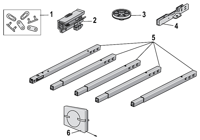 Chamberlain PD210D PD212D chain rail assembly parts diagram