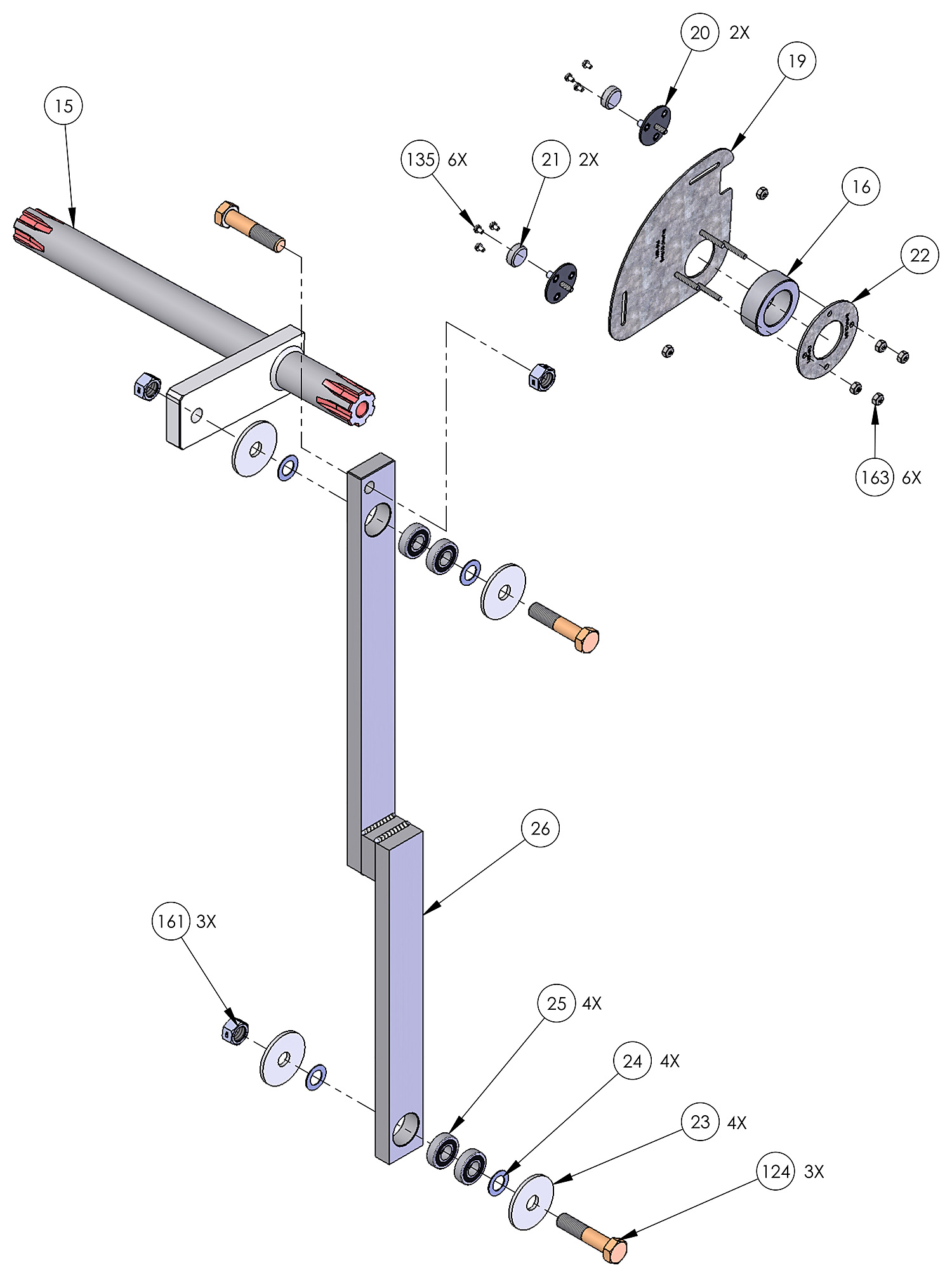 DoorKing 1602 output shaft, magnet plate and connecting link parts diagram