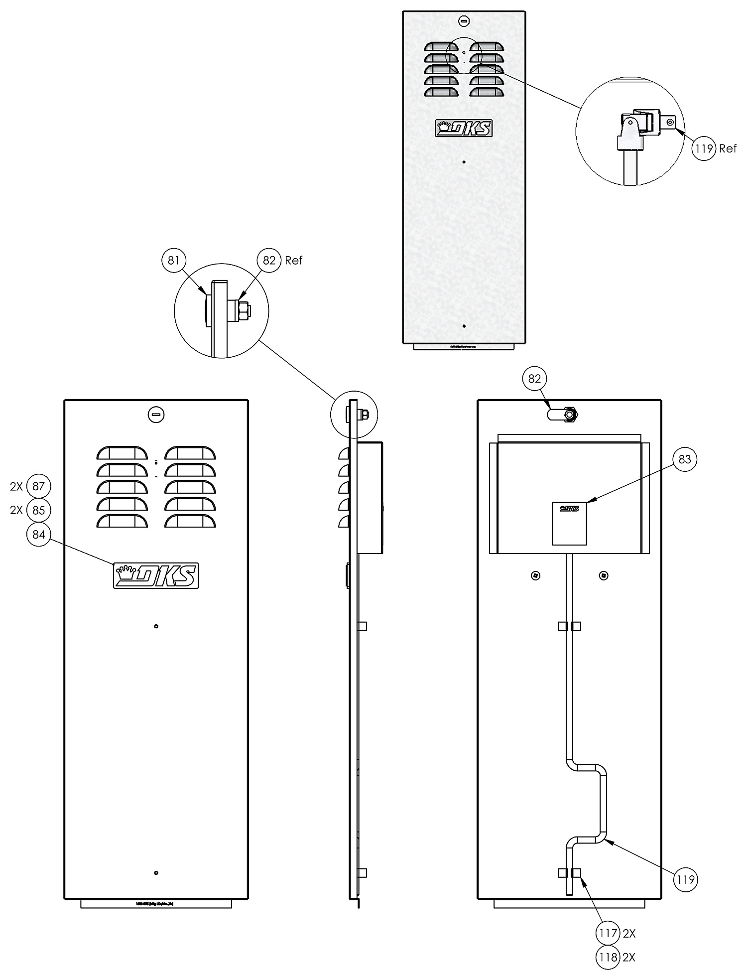 DoorKing 1603-080 door, lock and crank handle parts diagram
