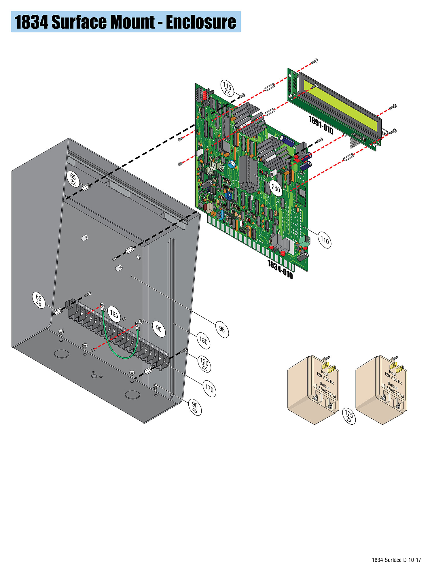 DoorKing 1834 surface mount telephone entry system enclosure replacement parts diagram