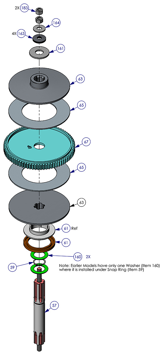 DoorKing 6100 swing gate operator clutch plate, clutch pad and worm gear assembly parts diagram