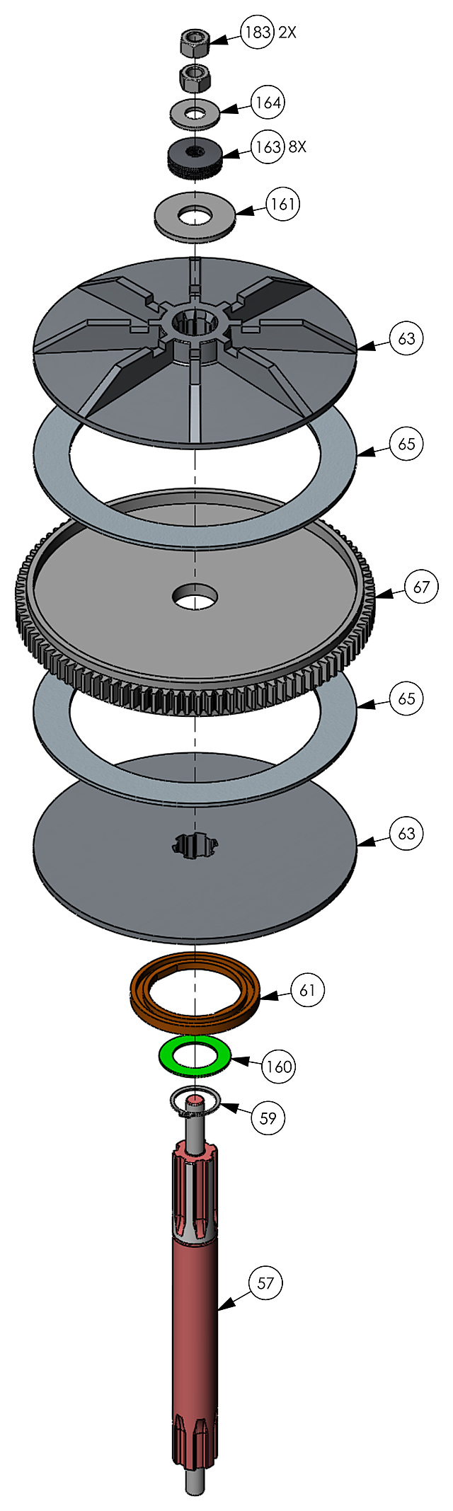 DoorKing 6300 swing gate operator 9 inch clutch plate, clutch pad and worm gear assembly parts diagram