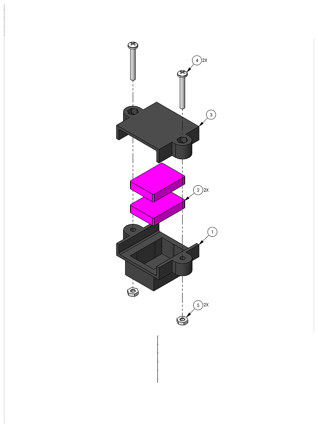 DoorKing 6500-420 magnet arm assembly parts diagram &mdash; magnets, plastic holder brackets, screws and lock nuts