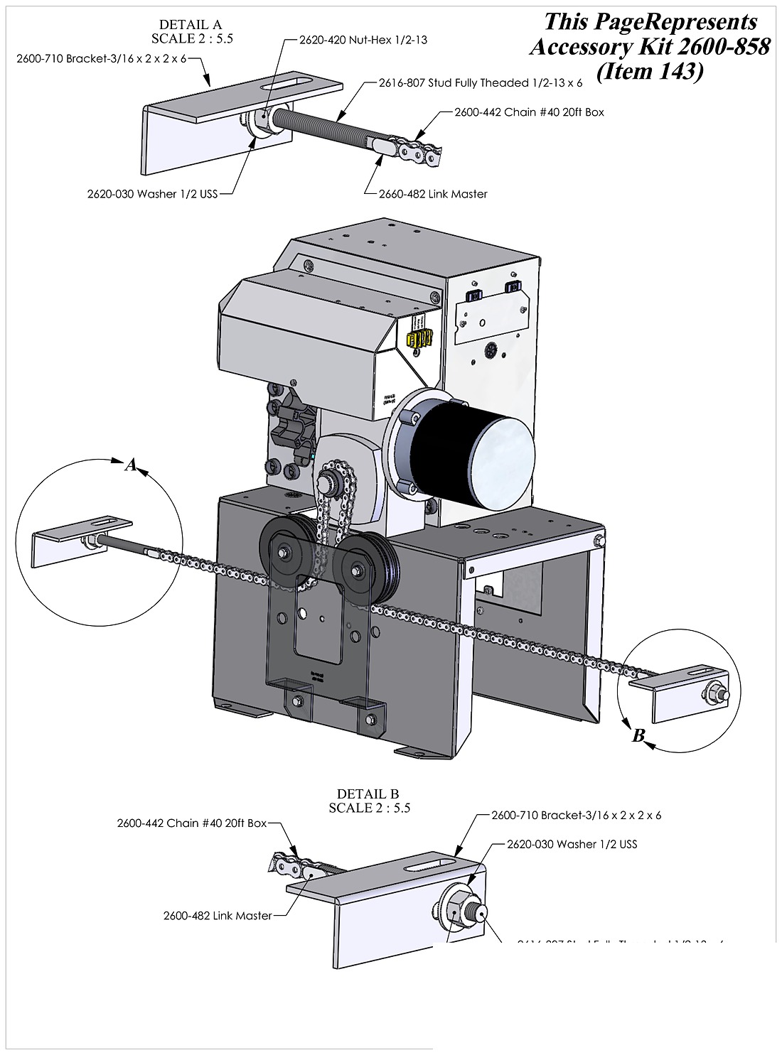 DoorKing 9310 chain accessory kit 2600-858 diagram