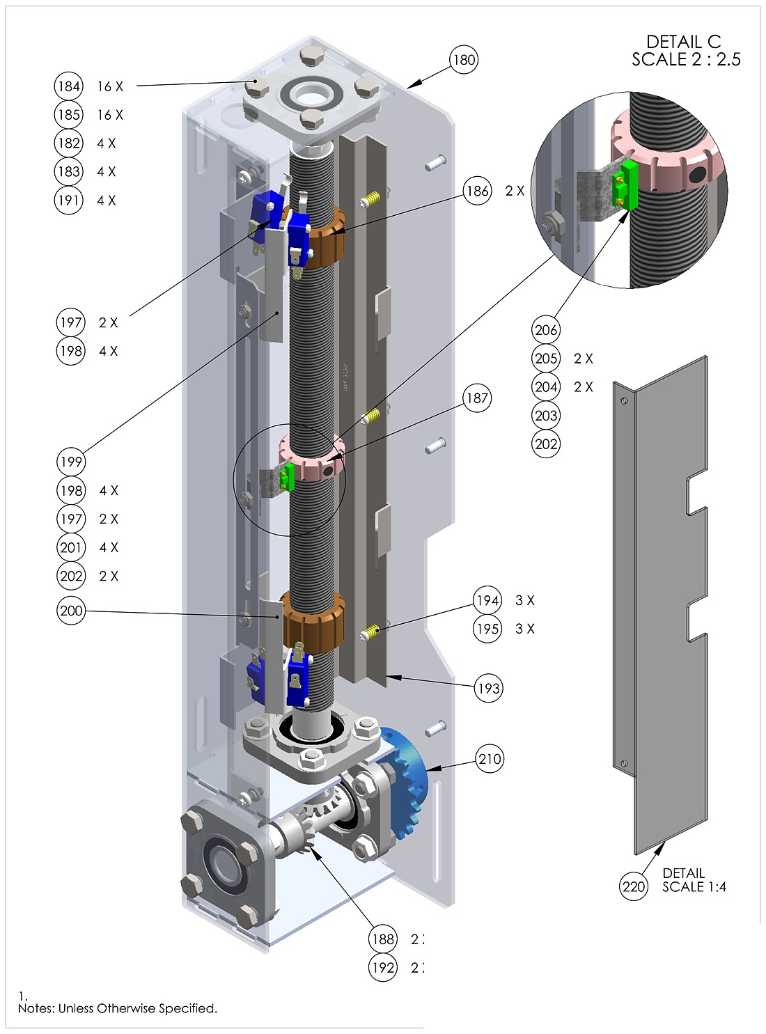 DoorKing 9550 limit box assembly parts diagram