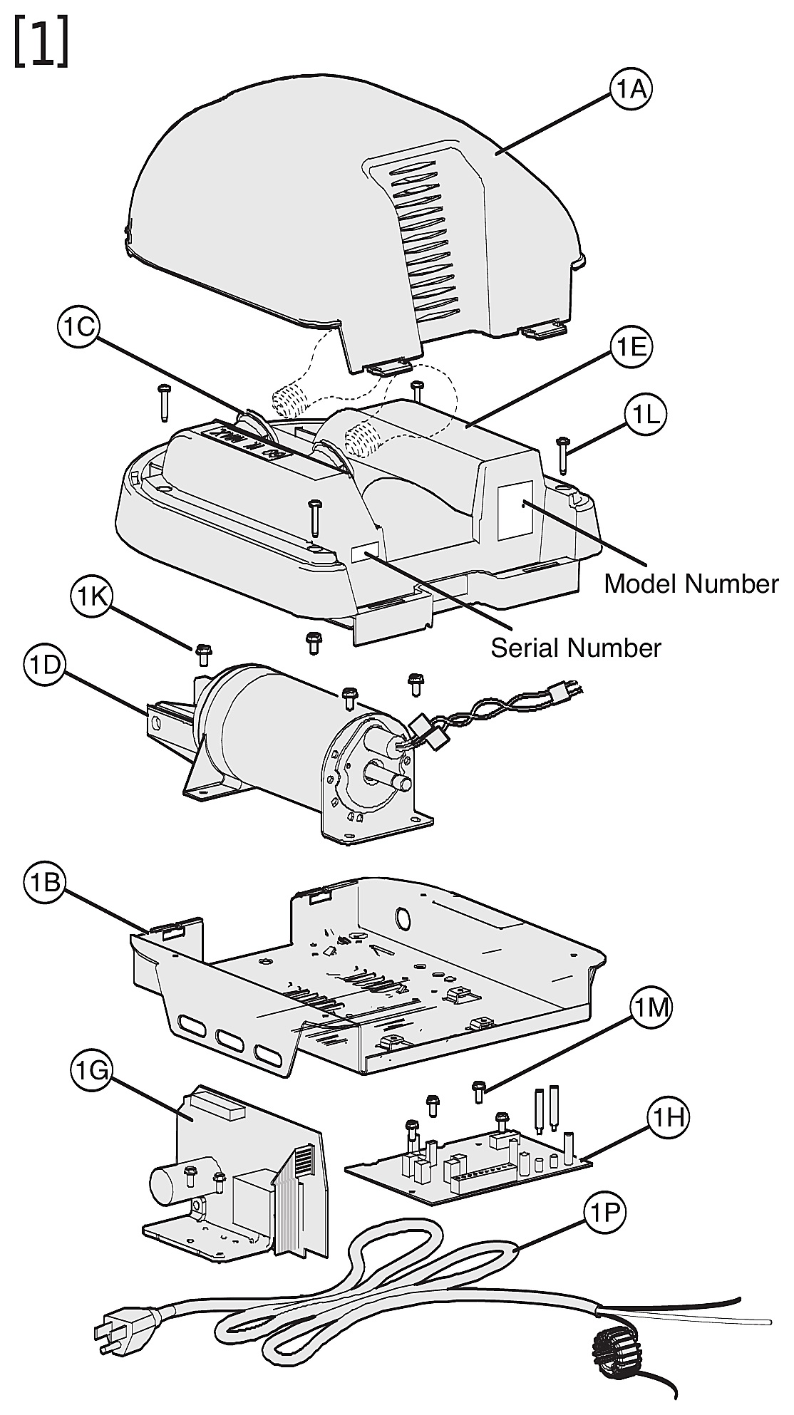 Genie Excelerator H8000 ISD PRO99 CMD9900 DC screw drive power head exploded view parts diagram