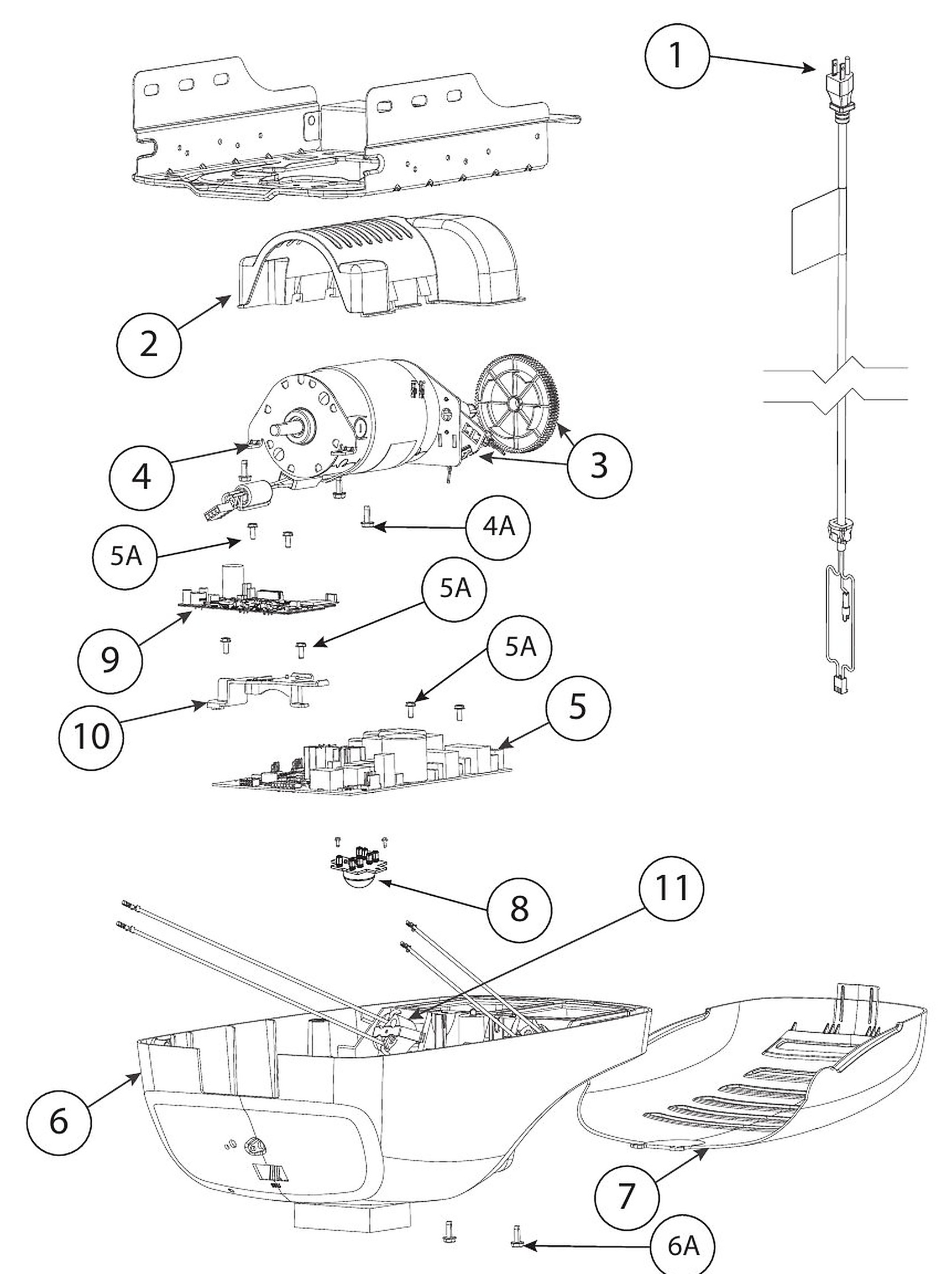Genie 3164H 4063 4164 Connected screw drive power head exploded view replacement parts diagram
