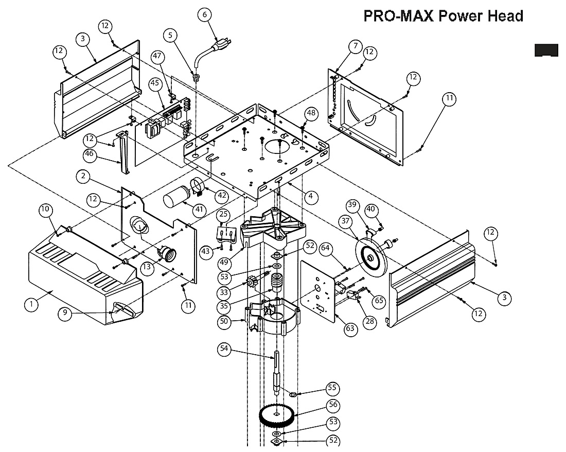 Genie PMX300-IC PMX500-IC ProMax power head replacement parts diagram