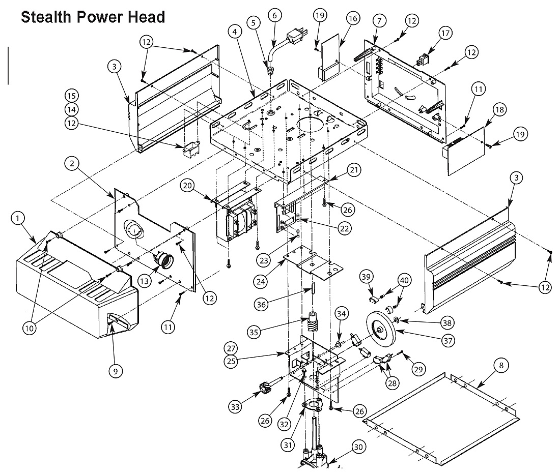 Genie PMX700 PMX1200 GPS700IC GPS1200IC Stealth power head replacement parts diagram