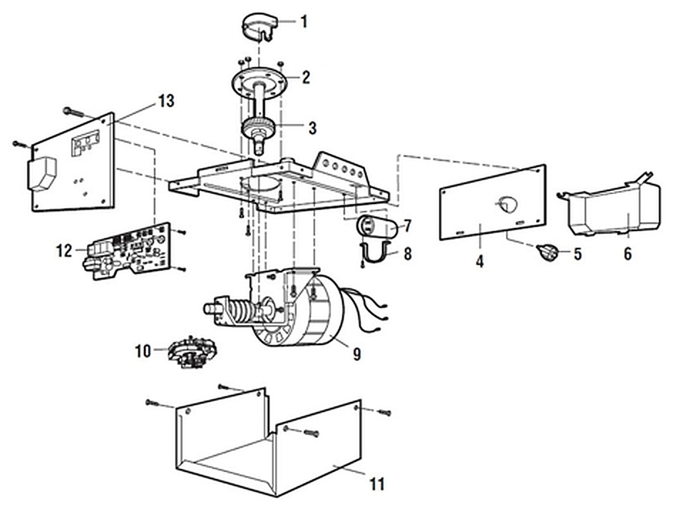 LiftMaster 8065 chain drive garage door opener motor unit parts diagram