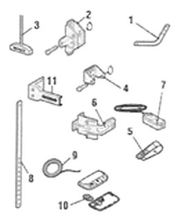 LiftMaster 8557 installation parts diagram, brackets, door arms and sensors