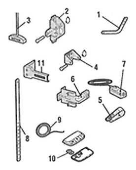 LiftMaster 8587 installation parts diagram, brackets, door arms and sensors